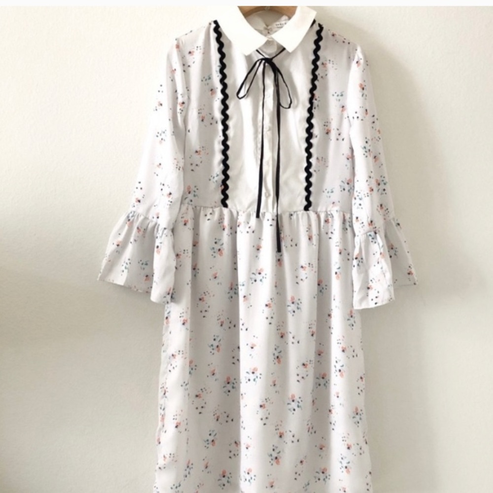 English Factory Floral Bell Sleeve Dress Size L